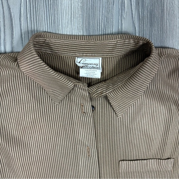 Company Collection Brown Striped Sleeveless Collared Button Top Size 12 - Picture 3 of 6